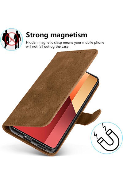 m.tk moveteck Xiaomi Redmi Note 13 Pro 4g Kılıf 360 Tam Kaplar Deri Dokulu Kapaklı Cüzdan Standlı Kartvizitli Kap