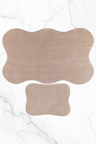 Butik 2'li Vizon 80x140 50x70 Cm Büyük Ebat Banyo Paspası Seti Kaymaz Tabanlı...