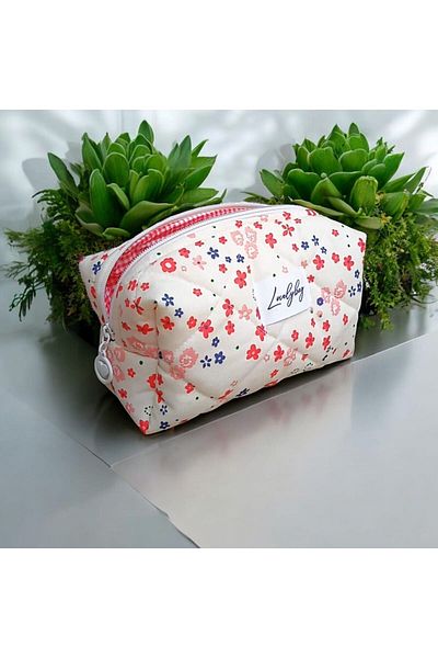 LOVELYBAG κρεμ λουλούδι τσάντα μακιγιάζ