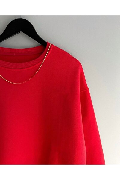 dwnwear 3 нитки червоного однотонного світшоту унісекс однотонного кольору оверсайз