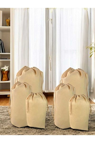 Balkan Room Σετ με 6 μπεζ κορδόνια περίσφιξης - 2XXL, 2XL, 2L - Τσάντα μεταφοράς και τσάντα αποθήκευσης μαξιλαριού Comforter
