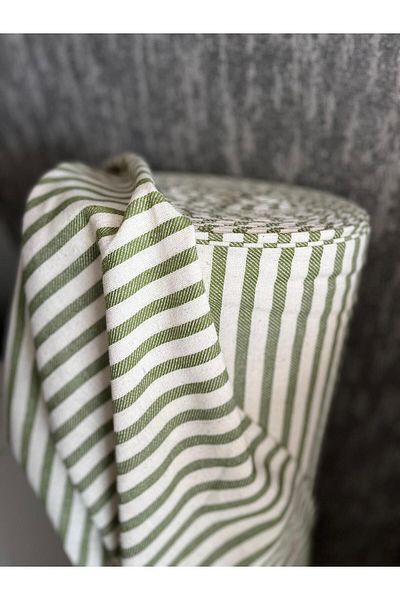 KAMİZ Emerald Striped Linen-washed Cotton 100x230 Cm Home Textile Is Suitable