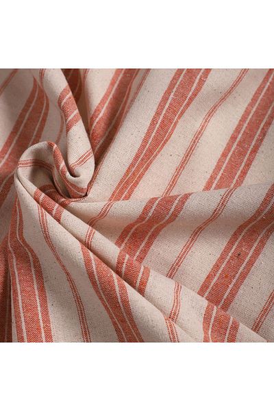 KAMİZ Striped Linen Fabric Coral