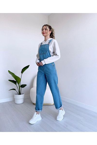 BelezaStore Salopetă Denim Salopet Salopetă Lungă Denim Albastru deschis