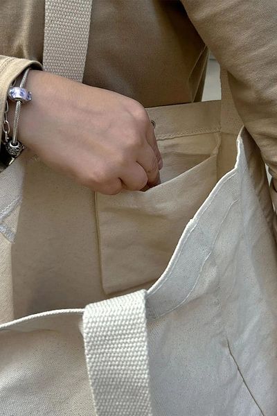 feinas Minimal Canvas Tote Bag - Snap Fastener Εσωτερική τσέπη 320gr 100% βαμβάκι