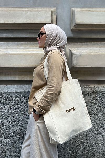 feinas Omg Canvas Tote Bag - Εσωτερική τσέπη με κούμπωμα - 320gr - 100% βαμβάκι