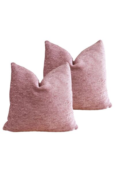Arasta Design 2'li Set Puffy Kırlent Kılıfı, Gül Kurusu Bukle Kadife, Teddy D...