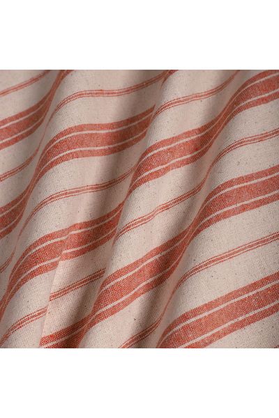 KAMİZ Striped Linen Fabric Coral