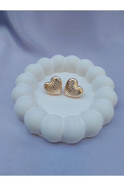 Alexis Carrel Heart Patterned Striped Women's Earrings