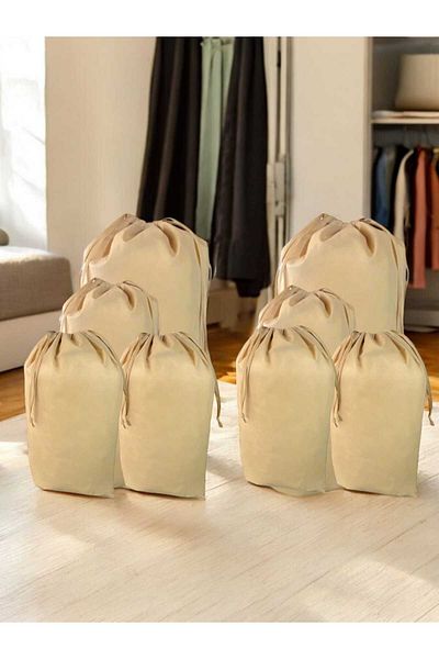 Balkan Room Μπεζ Σετ 8 τεμαχίων - 2XXL, 2XL, 4L - Τσάντα μεταφοράς και τσάντα αποθήκευσης μαξιλαριού πάπλωμα