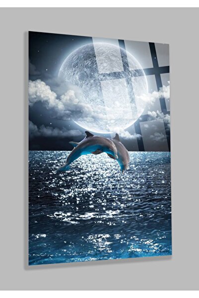 TAULART Нечуплива стъклена картина с делфини, подарък за дома и офиса Стъклен...