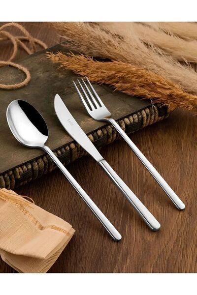 Kısmet طقم ملاعق بوسطن موديل 60 قطعة - 12 شخصًا 304 فولاذ بدون شفرات