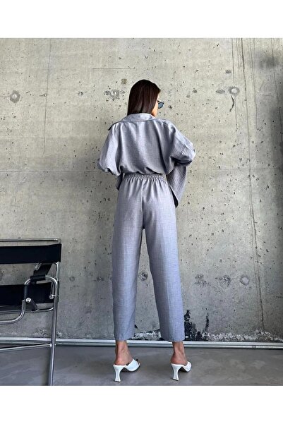 ZoeFlower Vászon női ing és nadrág szett - húzózsinóros kivitel