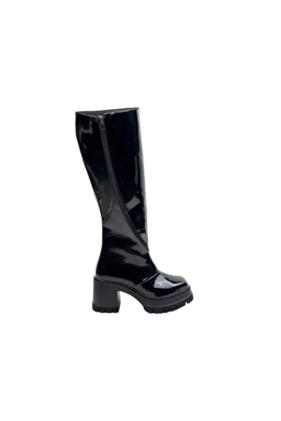 bescobel ToYhan Black Patent Leather - High Heel Zippered 9 cm Women's Boots