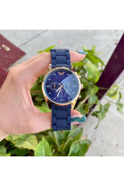 ÇENÇEN Mavi Silikon Klipsli Kordon Retro Erkek Kol Saati
