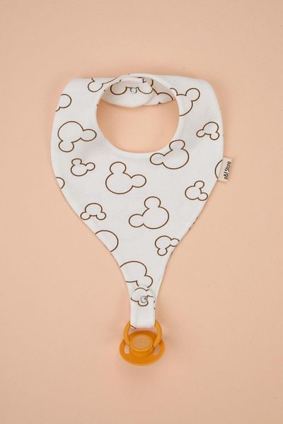 e&f Store Pacifier Holder Bib - 100% Cotton Fabric Pacifier Hanger with Cute Mouse Pattern