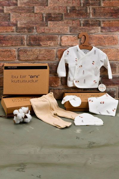 e&f Store 5-Piece Newborn Hospital Discharge Set - 100% Natural Cotton - Oeko Tex Certified - Nature Pattern