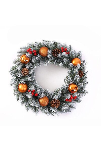 mutlu adım زخرفة باب عيد الميلاد مع كرة برتقالية ومخروطية مقاس 30 سم