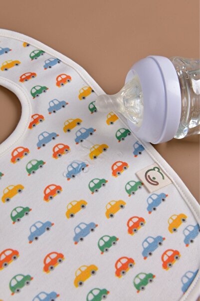 e&f Store Sıvı Geçirmez  Mama Önlüğü - Renkli Arabalar