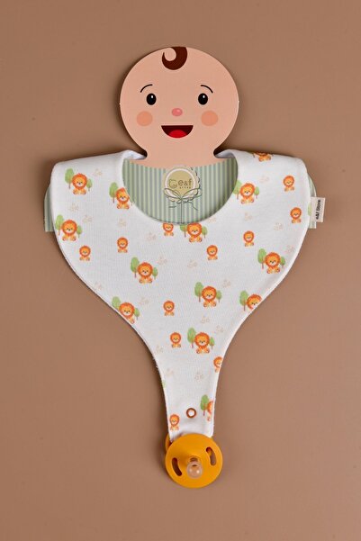 e&f Store Erkek Bebek 3'lü Sıvı Geçirmez Emzik Tutucu Mama Önlüğü