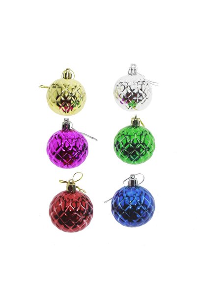 mutlu adım 6 bucăți de bile de Crăciun de 5 cm cu model pătrat în culori mixte