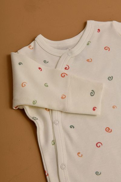 e&f Store Newborn Jumpsuit with Gloves and Booties - Natural Cotton - Abstract Pattern