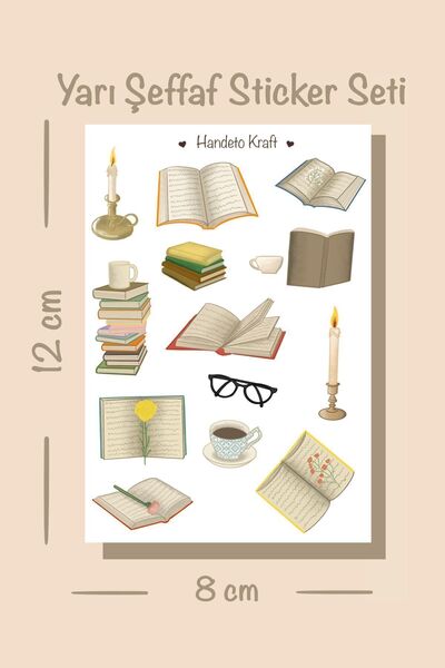 Handeto Kraft مجموعة ملصقات كتاب شبه شفافة مقاس 8 × 11 سم - ملصقات، جدول أعمال، مجمعة قصاصات، مجلة رصاصة