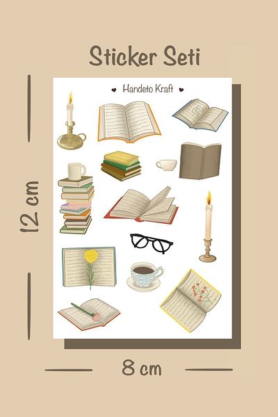 Handeto Kraft مجموعة ملصقات كتب مقاس 8 × 11 سم - ملصق، مجلة رصاصة، جدول أعمال، بوجو، ملصق سكرابوك