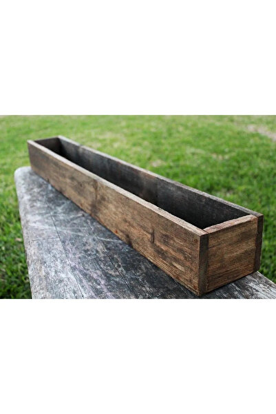 evbiziz Evbizlz Açık Ceviz Uzun İnce dekoratif saksılık 50 cm uzuluk 9 genişl...