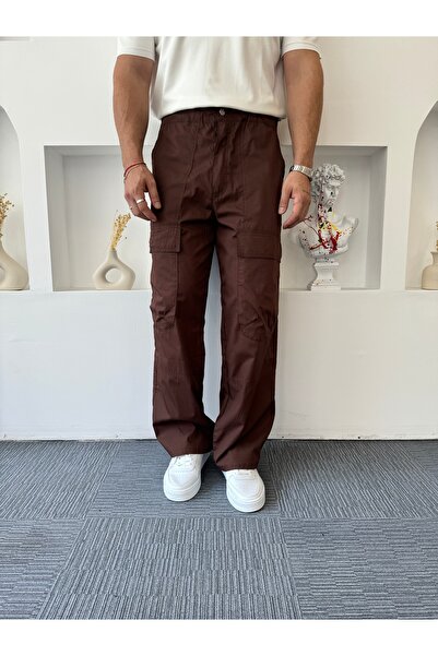 UTTBASİC Acı Kahve İnce Gabardin Baggy Kargo Pantolon