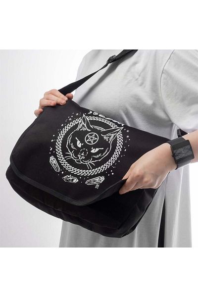 GOSSİP TEAM Geantă Messenger unisex cu imprimeu Gothic Cat Gossip Team