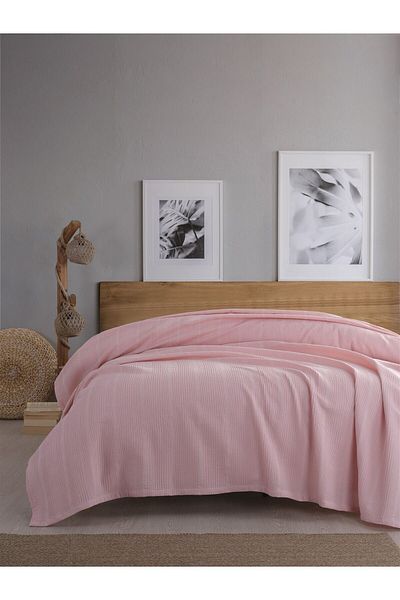 Sevim Double Waffle Pike 210X230Cm, 100% Cotton, Honeycomb Design, Powder