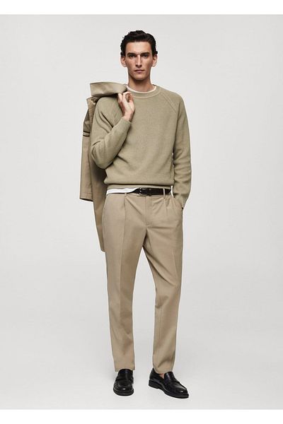 MANGO Man Pleated Cold Wool Pants