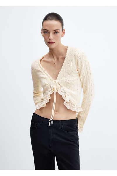 MANGO Woman Knotted Flounce Cardigan