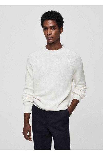 MANGO Man Ripppullover mit Rundhalsausschnitt