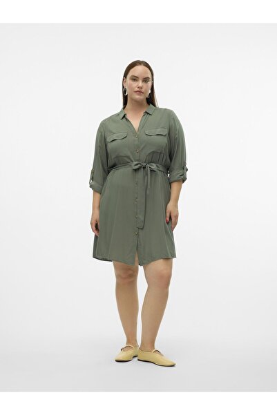 Veromoda Curve Hemdblusenkleid VMBUMPY L/S SHIRT DRESS WVN CURVE NOOS