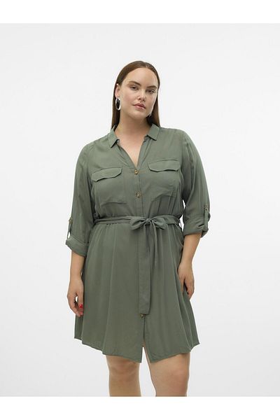 Veromoda Curve Hemdblusenkleid VMBUMPY L/S SHIRT DRESS WVN CURVE NOOS