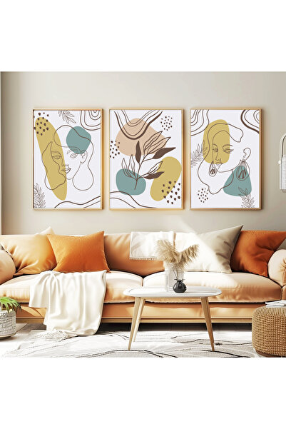 wudie Pictură decorativă din 3 piese, cu cadru din lemn, pictură abstractă, p...