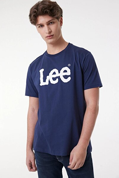 Lee Lightweight Ss Wobbly Logo Crew Neck Bisiklet Yaka Erkek T-shirt L65qaıee Navy