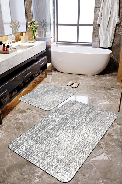 Homiko Siva kupaonska prostirka koja menja boju, set od 2 dela, velika veličina