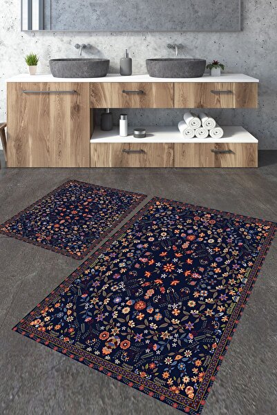 Homiko Etnik 2 Desenli 2'li Büyük Boy Banyo Paspas Seti