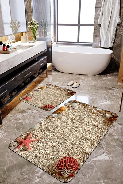 Homiko Set de 2 covorașe de baie mari cu imprimeu de stele de mare