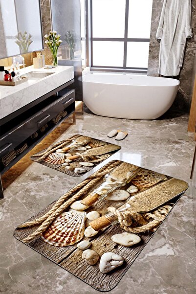 Homiko Set de 2 covorașe de baie mari cu model de sticle de sticlă