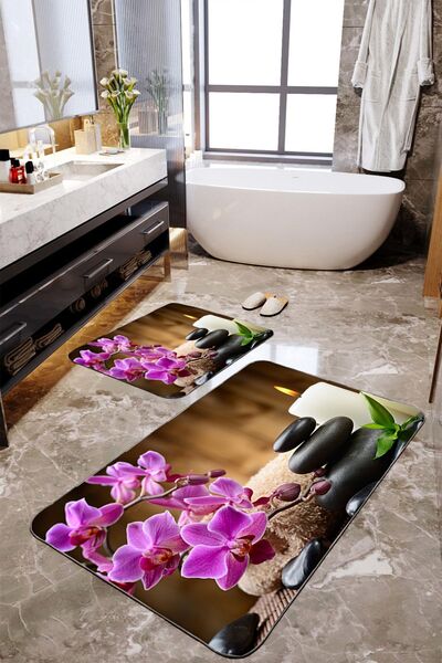 Homiko Σετ 2 μεγάλων μαξιλαριών μπάνιου με σχέδιο Balance Stone