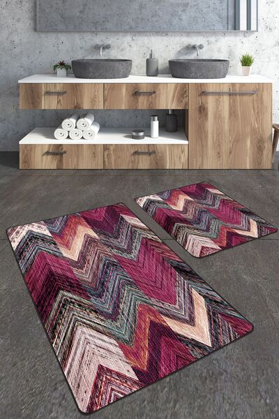 Homiko Colorful Digital Printed Set of 2 Large Size Bath Mat