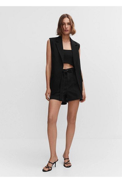 MANGO Woman Belted paperbag shorts