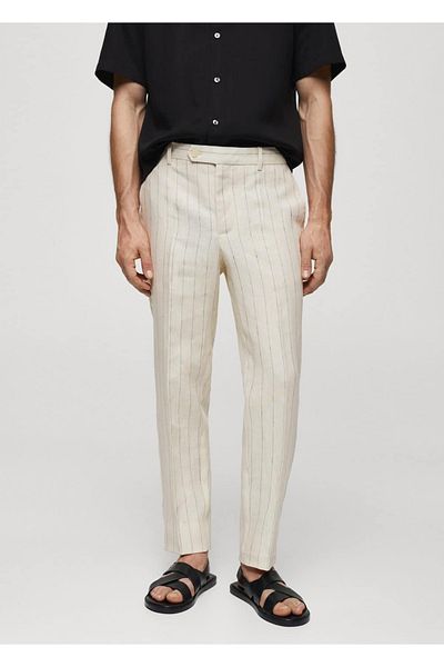 MANGO Man Pantaloni slim-fit cu dungi