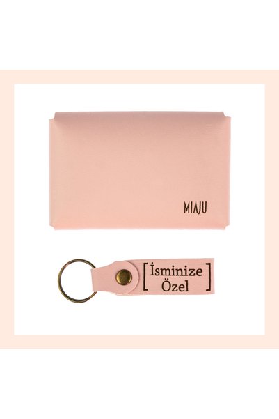 miawiki Puppy Mouth, Personalized Leather Wallet and Keychain Set, Gift for Daily Use and Stylish Design