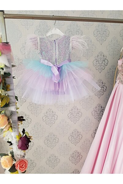 Kidstore Çocuk Lila Unicorn Ve Deniz Kızı Konsept Elbise