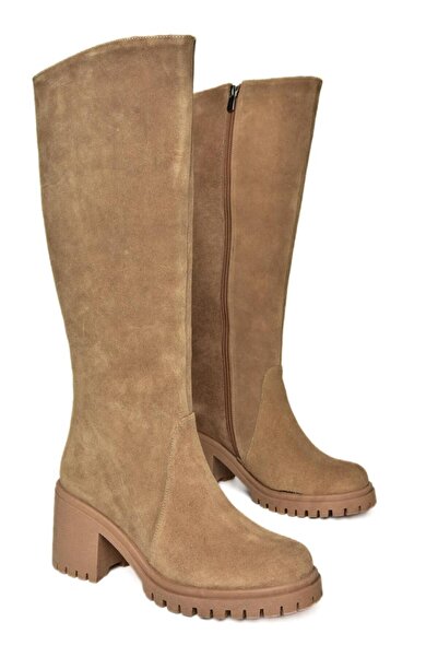 Fox Shoes R654047702 Dámské semišové semišové boty z pravé pravé kůže na podpatku